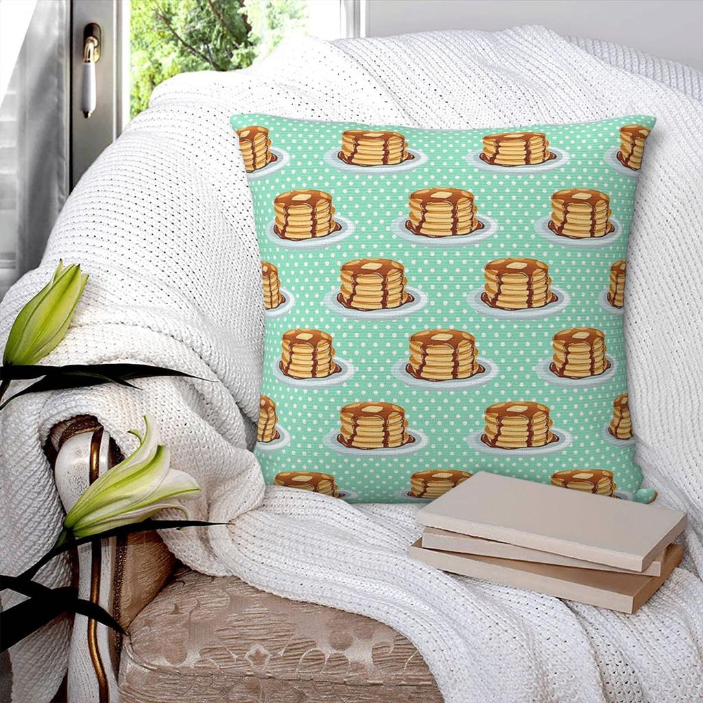 Pancakes With Maple Syrup Pattern Square Pillowcase Pillow Cover Cushion Zip Decorative Comfort Throw Pillow for Home Car