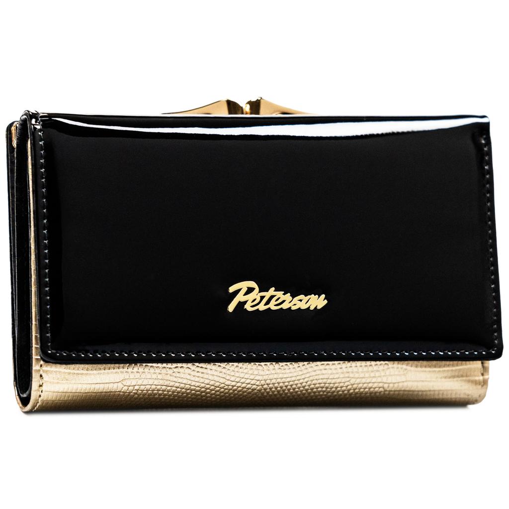 PTN LJ-42108-0667 Schwarz-Gold Damenportemonnaie