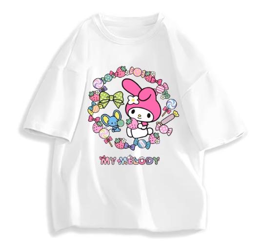 2026 New Fashion RoundNeck ShortSleeve TShirt Spring Summer Sanrio My Melody Women TShirt Unisex Trendy Cute Top Clothing