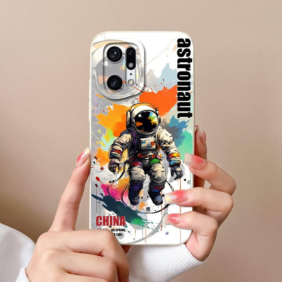 Case For Oppo Find X5 Pro Creative Graffiti Cartoon Astronaut Silicone Soft TPU Shockproof Cover For OppoFindX5 FindX5Pro Fundas