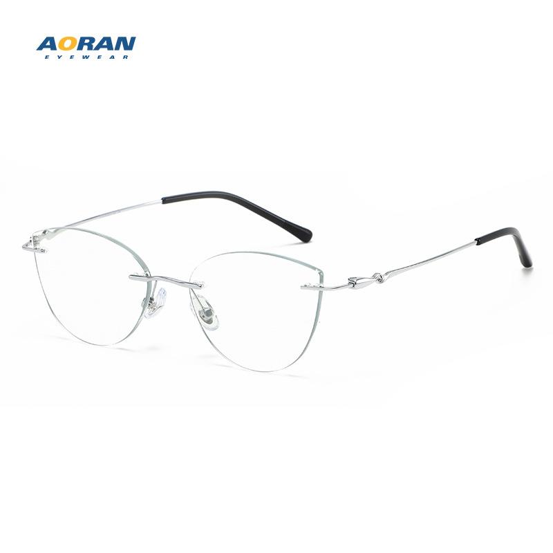 Let Me Shine - Zhao Lusi's Same Style Rimless Glasses for Women, Suitable for Myopia, with Adjustable Prescription Lenses, Pure Titanium Eyeglass
