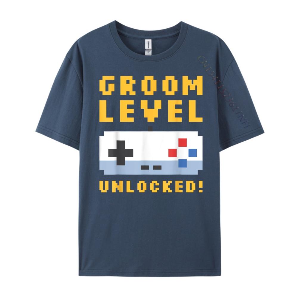 

Groom Level Unlocked Bachelor Party Stag Groomsmen Getaway Funny Shirt Band Tshirts Casual Camisas De Hombre 3XL