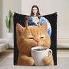 Funny Angel Meowl Cat Blanket Winter  Comfortable Throw Blanket For Adults Girls Sofa Home Flannel Bedspread Bed Cover