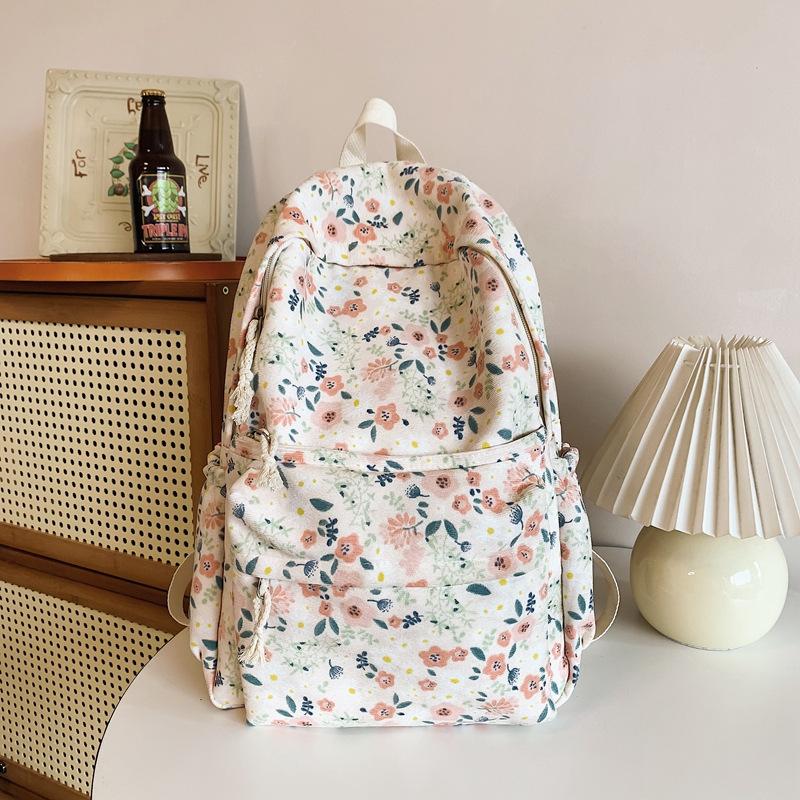 Large Capacity Floral College Student Commuting Trendy Schoolbag Backpack for Women's New Japanese Niche Travel Flower Backpack