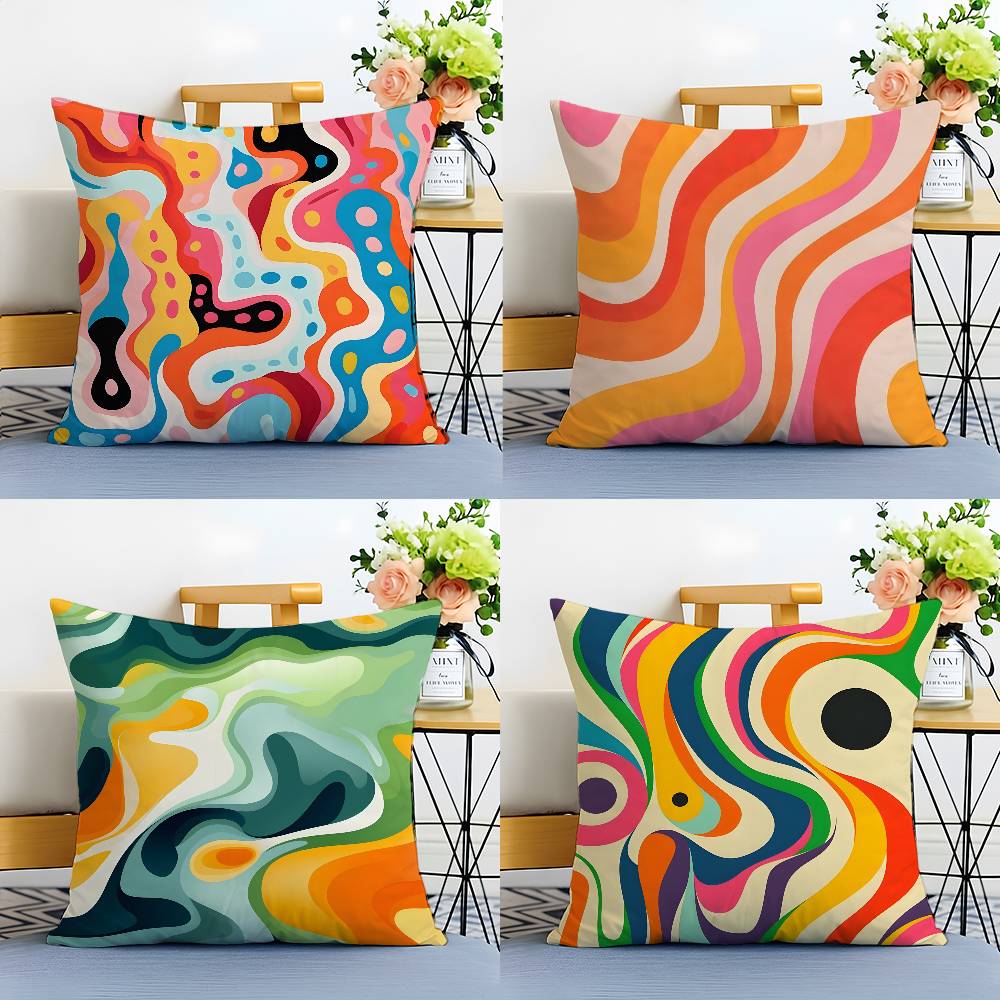 Abstract Geometric Pattern Pillow Case Anti-dustmite Pillowcase Invisible zipper silky short plush Sofa cushion cover