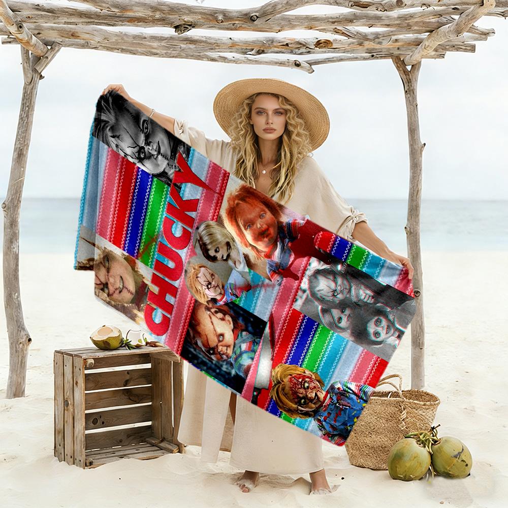 Chuckys Regenbogen-Horror lebendiges Strandtuch Langlebiges bedrucktes Strandtuch Mode-Liebhaber Stilvolles Geschenk für Frauen