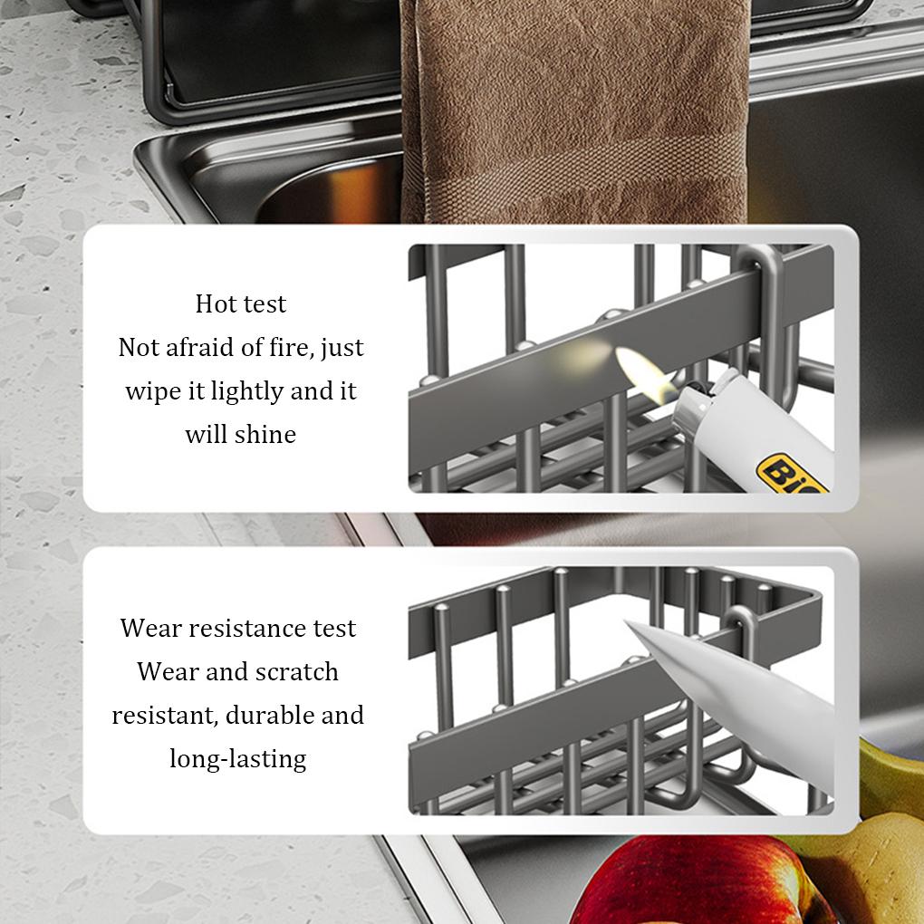 Durable Carbon Steel Sponge Rack Integrated Easy To Assemble Rabbit Perforated Kitchen Storage Rack
