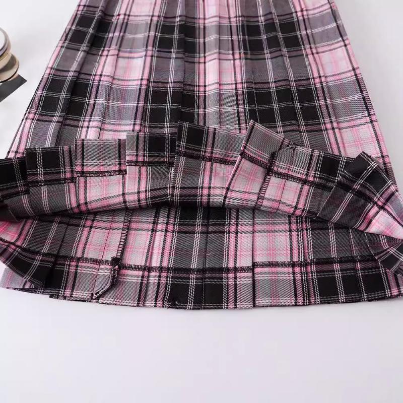 European and American Fashion High Street Striped Summer Pleated Skirt Women's Clothing
