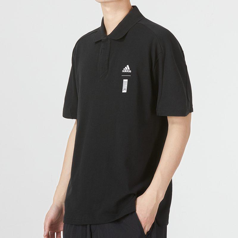 adidas Polo Shirts Men's Black Polo Collar Moderate Straight Fit HE5164