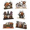 Halloween Tiered Tray Decorations, 6-Piece Wood-Base Board Set with Pumpkins, Spirit, Bats and Fall Foliage for Seasonal Tabletop, Mantels, Shelf