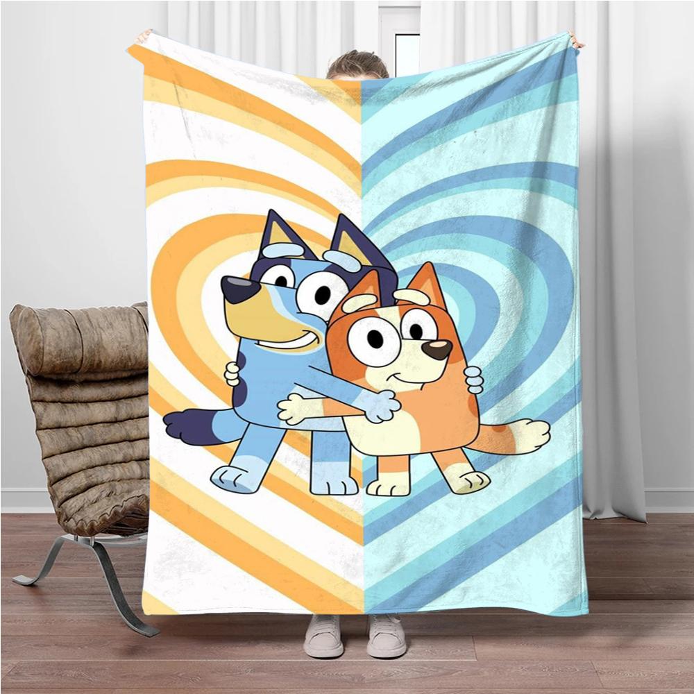 MINISO Disney-Bluey Cartoon Decke Flauschiger Flanell Kinder und Erwachsene Sofa Plüsch Tagesdecke Überwurf Mittagsdecke für Sofa Bett Geschenk