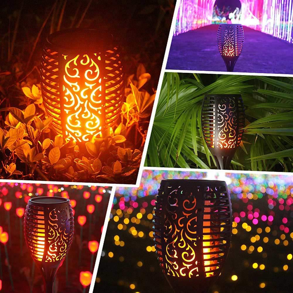 Solar Outdoor RGB Single/Seven Color Flame Lawn Light (12/33/51/96 LED)