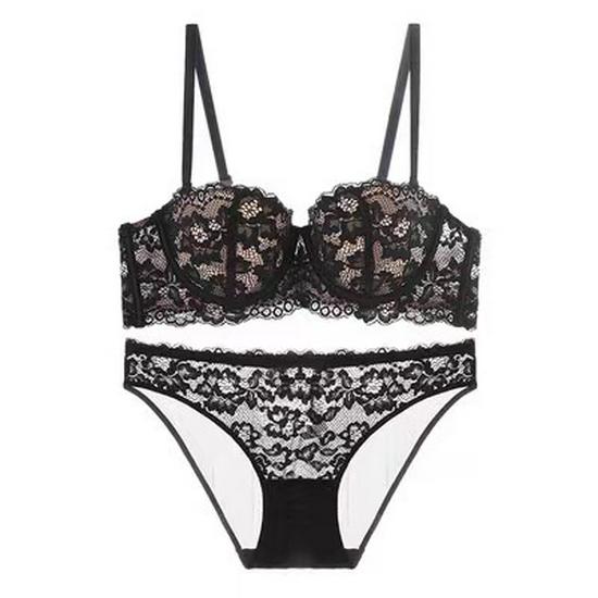 Französische Spitze Bügel Halbschalen BH für Damen - Weich, Stützend, Verstellbar, Sexy