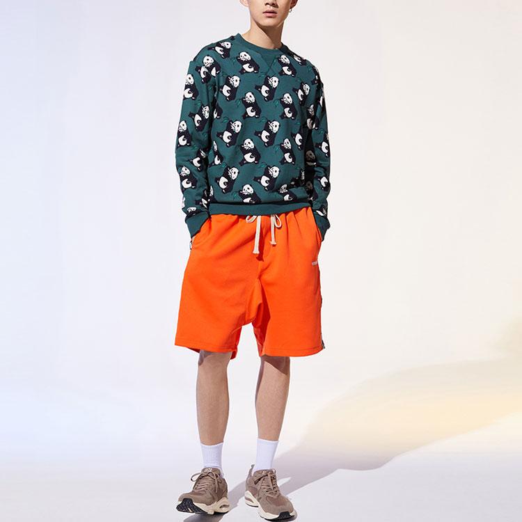 Anta X Oc Collaboration Life Series Panda Print Round Neck Long Sleeve Sweatshirt Men Sweatshirt Dark-Green 152020709H-2