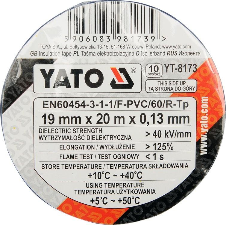 Insulating tapes 19mmx20mx0.13mm, mixed colors, set of 10 YT-8173 YATO