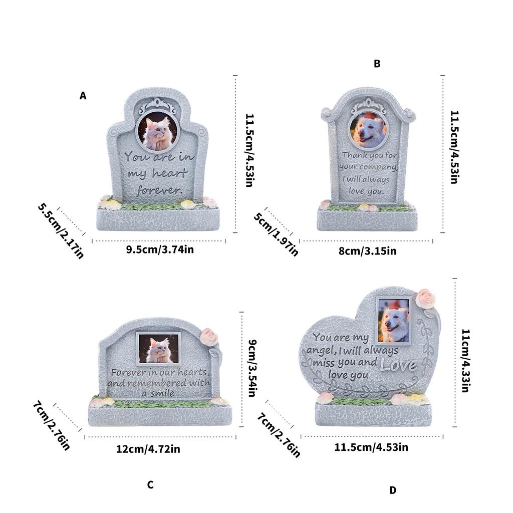 Engraved Sentence Pet Grave Stone Weatherproof Resin Memorial Grave Marker Cats Headstone for Pet Loss Garden Tribute