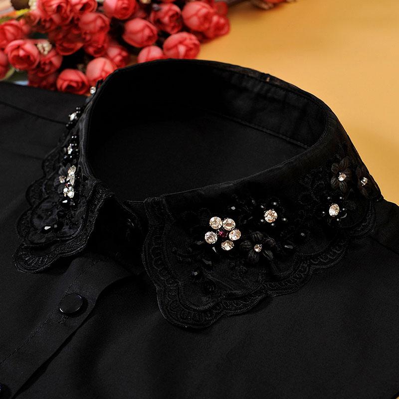 Vintage White False Collar With Beads Diamond Fake Collar Women Black Lace Detachable Collars Nep Kraagie Clothing accessories