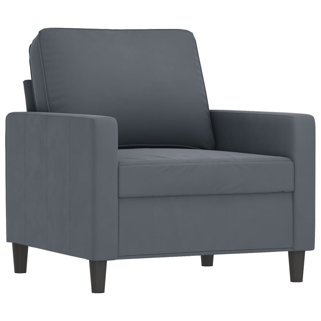 Vidaxl Fotel, Ciemnoszary, 60 Cm, Obity Aksamitem