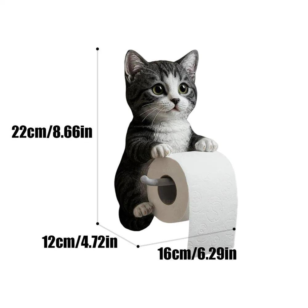Wall Mount Toilet Paper Roll Holder Resin Decorative Cat Shape Paper Stand Funny Animal Roll Storage Rack for Kitchen Bathroom