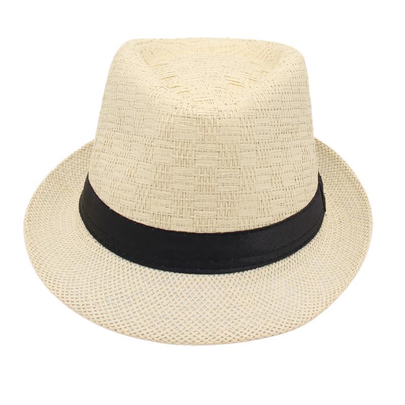 ins breathable straw hat short brim vacation visor Sanya jazz hat men's and women's summer top hat European and American cool hat trendy