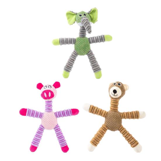 Teething Toy Puppies Animal Shape Soft Plush Chew Toy with Sound Maker Interactive Dog Toy Small Medium Dogs Puppy Play Toy