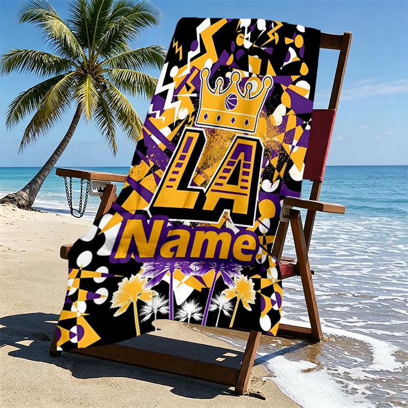 Custom Name Personalized basketball team Print Beach Towel, for Trip Camping Beach Party Home Decor, Birthday Gift for Family & Friends