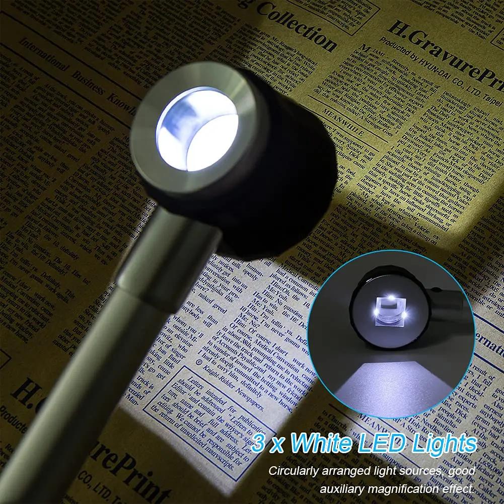 USB Rechargeable Handheld Magnifier with Light 30X Jeweler Loupes Magnifying Glass for Jewelry Coins Stamps Crafts Hobbies