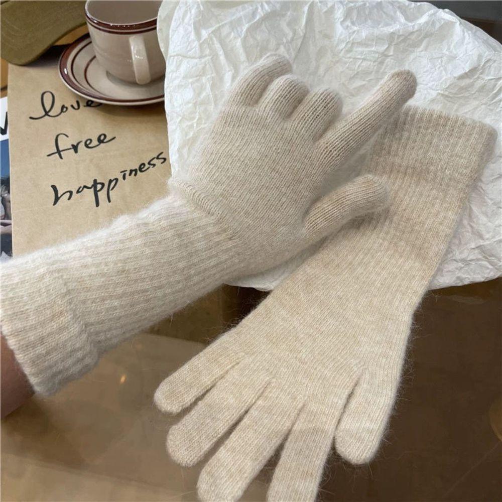 Faux Fur Long Rabbit Fur Gloves Warm Winter Women Gloves Breathable Full Finger Mittens Gift
