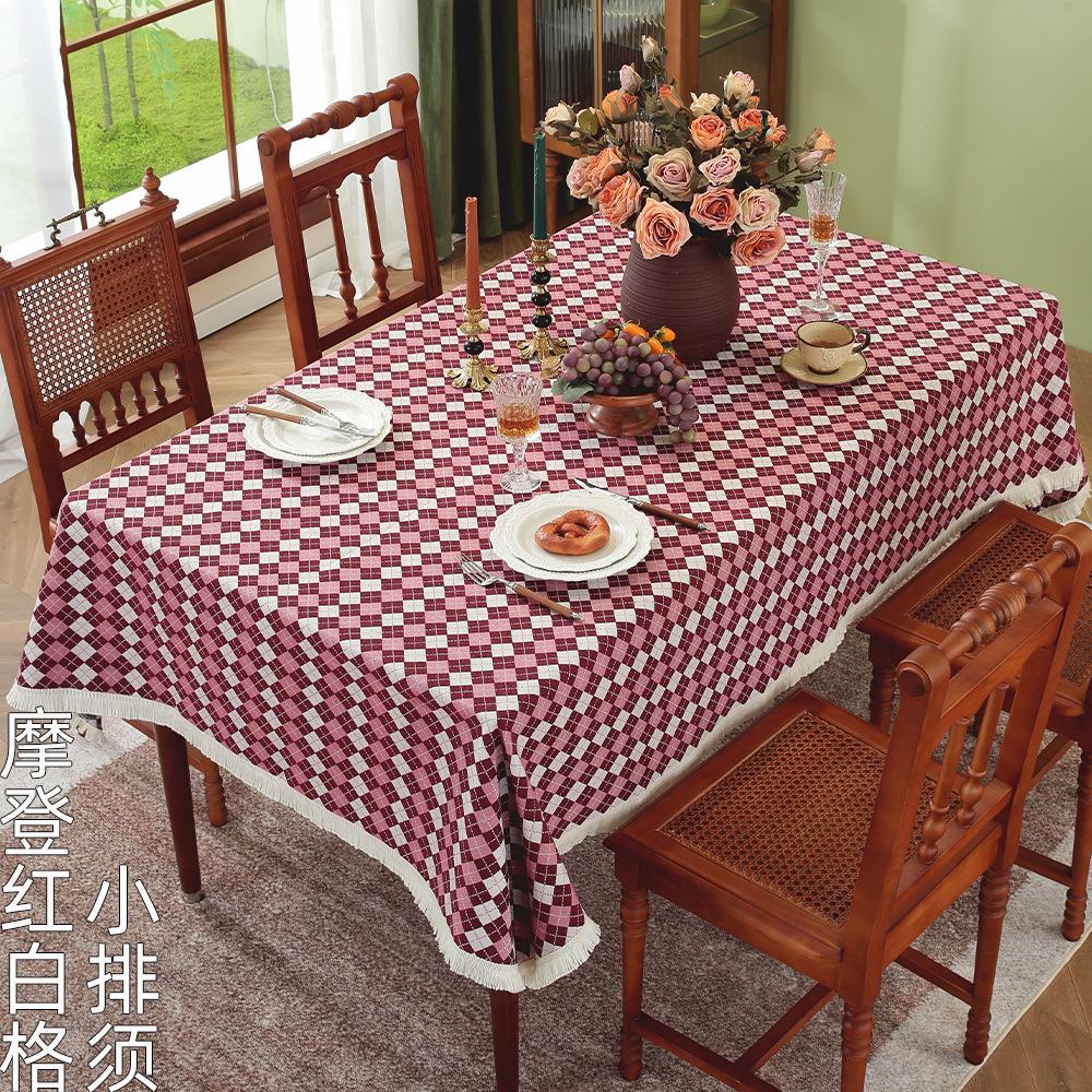 American Rural Retro Fabric Dining Table Cloth Pastoral Style Thickened Tablecloth Coffee Table Oil Painting Style Advanced Sense