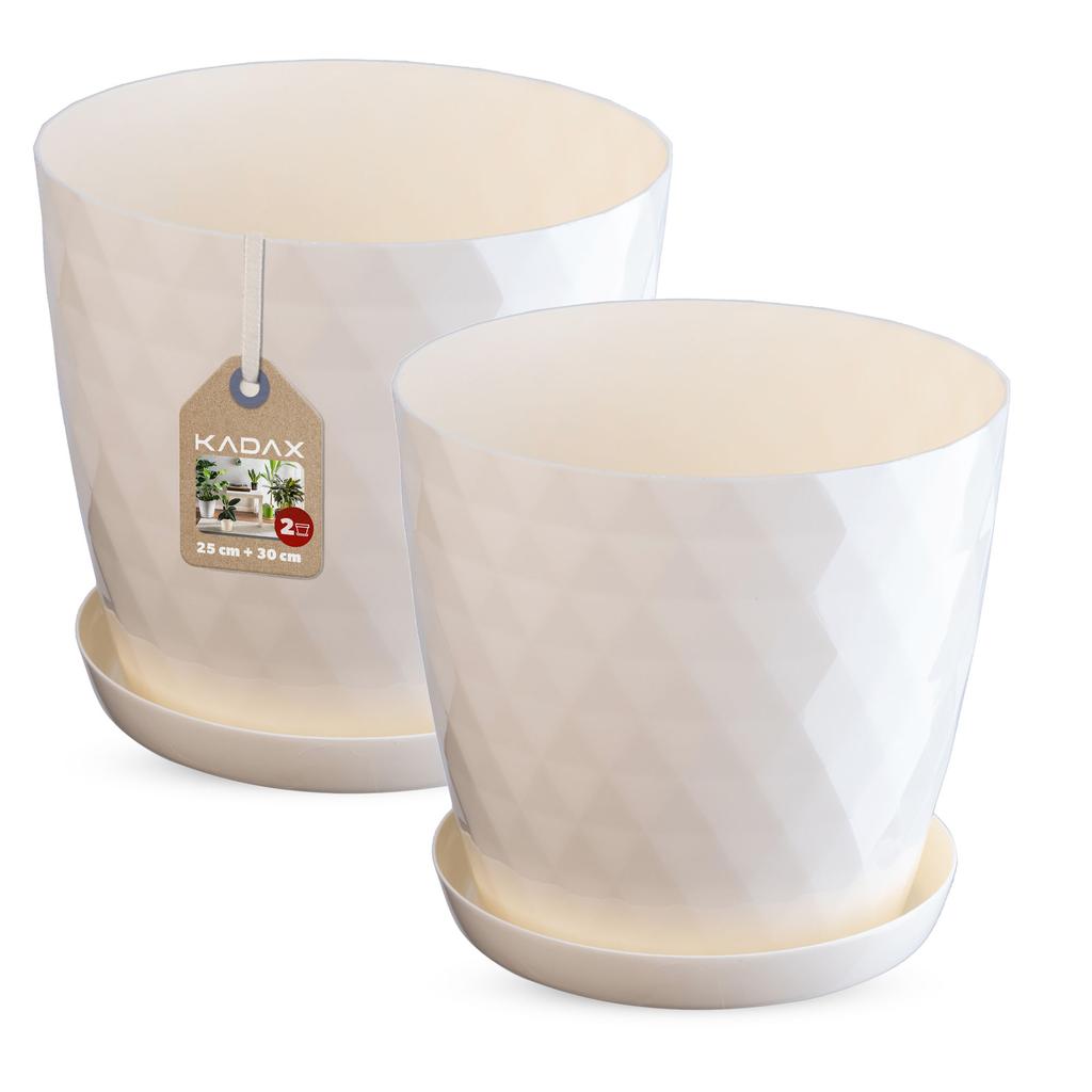 KADAX Doniczka + Podstawka Biała Zestaw 25+30cm