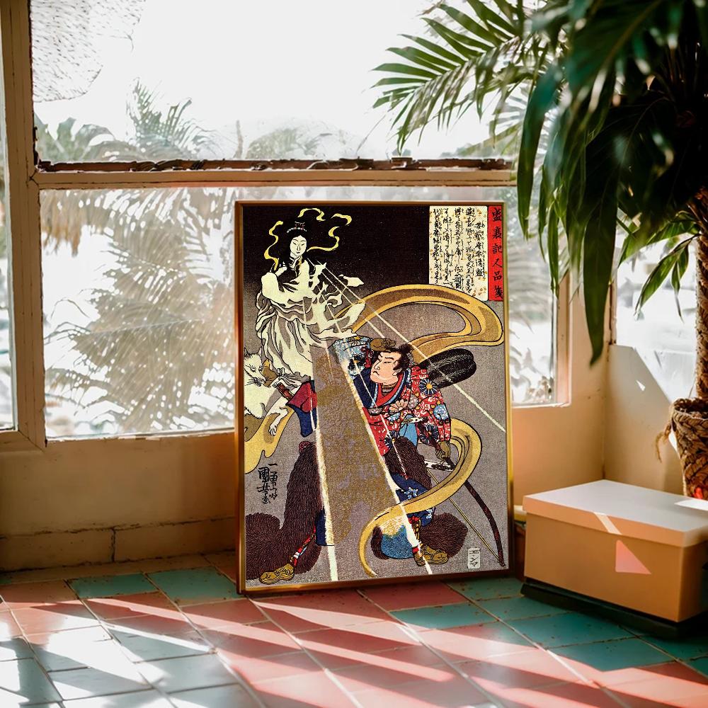 Vintage Japonské Umění Ukiyo-e DIY Samolepicí Plakát Luxusní Samolepka na Zeď pro Obývací Pokoj Bar Dekorace Zdi