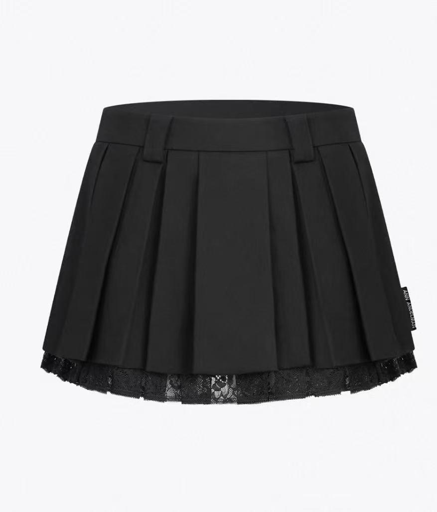 Nanyou Edition 26 Spring Lace Patchwork Pleated Skirt-Pants - Elegant & Versatile Medium чёрный