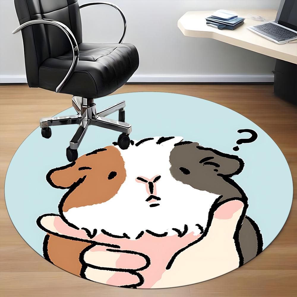 1pc Guinea Pig Office Round Rug, Non-slip, Soft and Durable Office Rug for Interior Decoration, Perfect for Office, Beautiful Decoration yy260323023