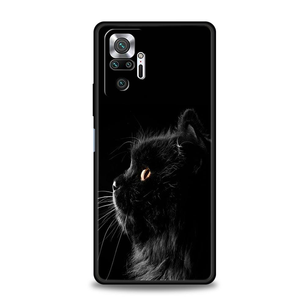 Schwarze Katze Starrendes Auge Handyhülle Für Xiaomi Redmi Note 12 5G 11 10 Pro Plus 9S 9 8 7 9T 8T 10C 9C 9A 5G K50 Gaming Weiche Hülle