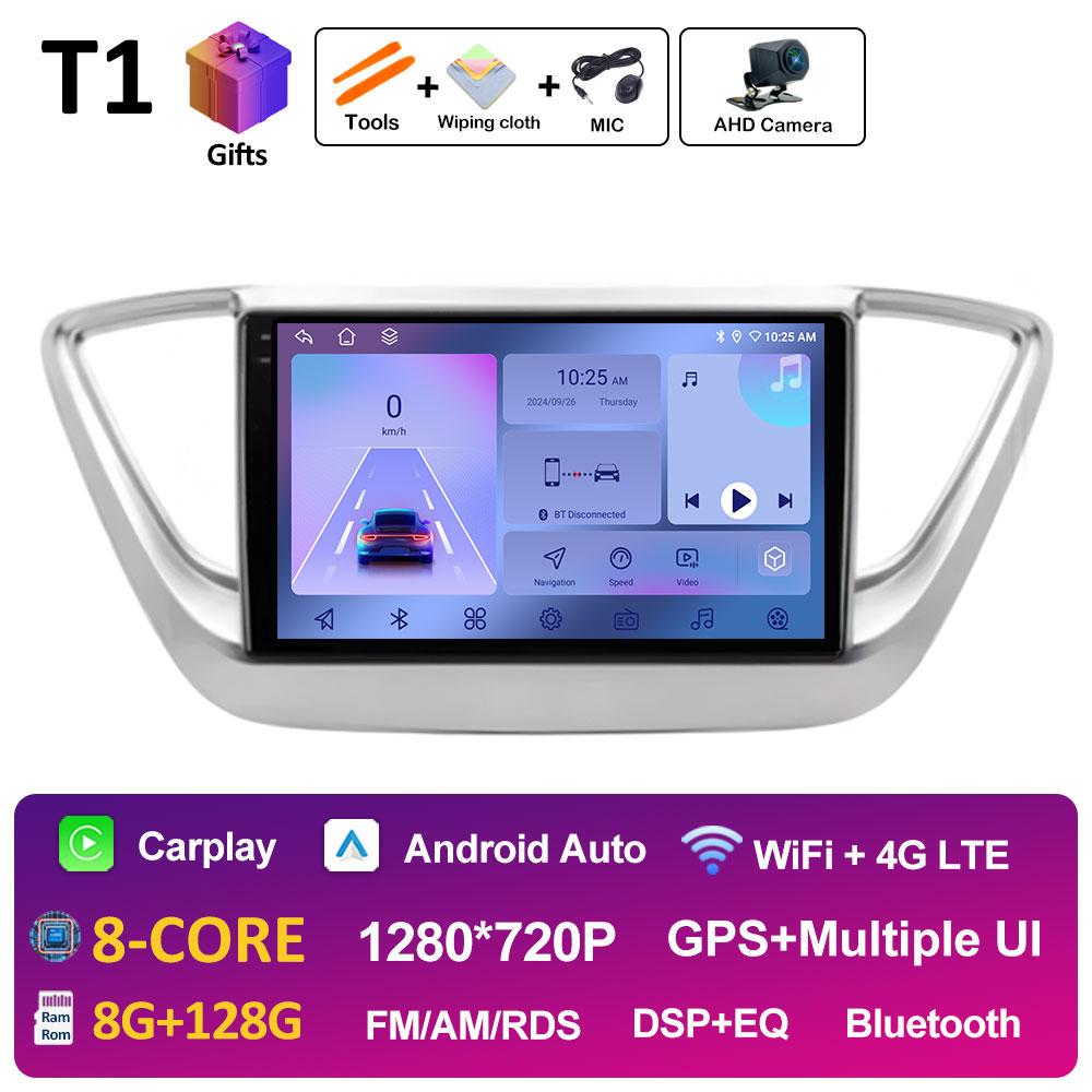 For Hyundai Solaris 2 Verna Accent 2017 2018 2019 2020 DSP Stereo Autoradio 9 inch Wireless Carplay Cooling fan WIFI Accessories