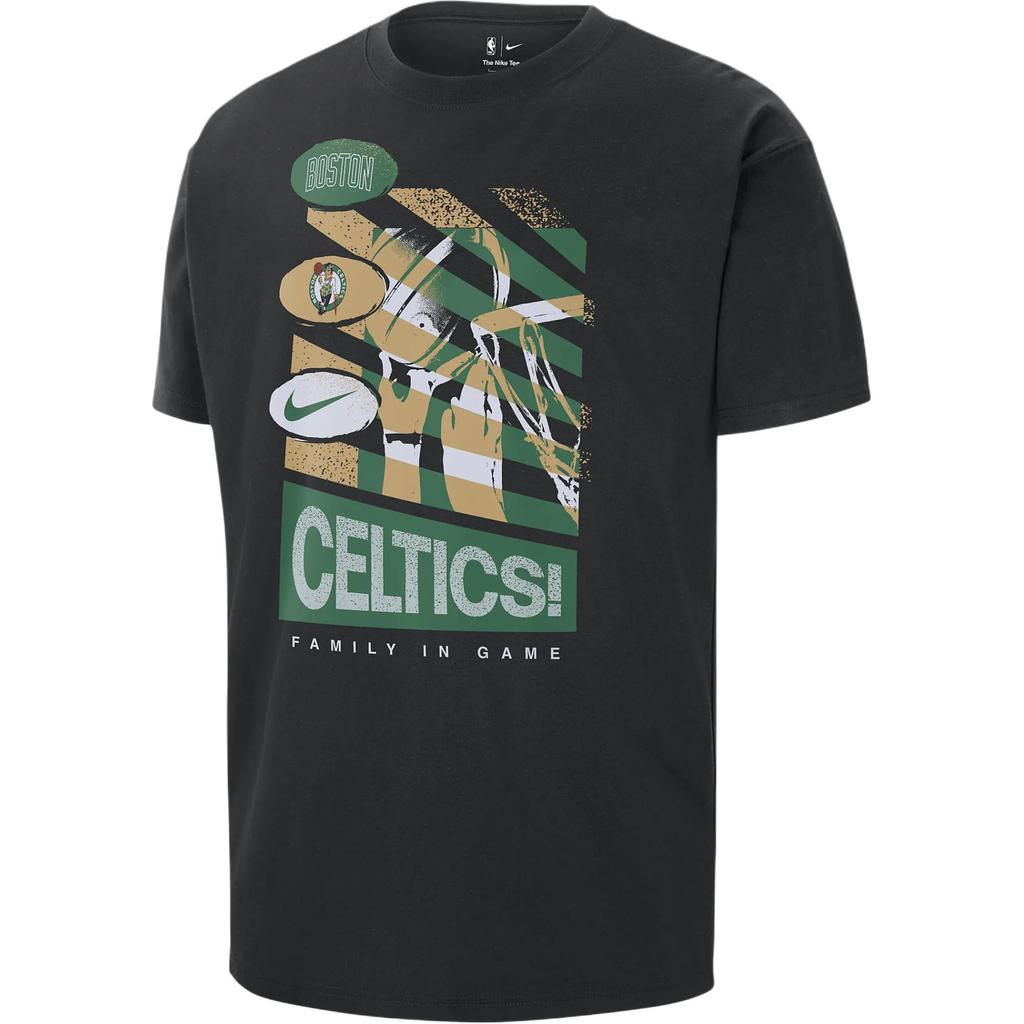 Nike X NBA Boston Celtics Loose Fit Logo Print Pullover Short Sleeve T-Shirt Men Tops Black HF1655-010