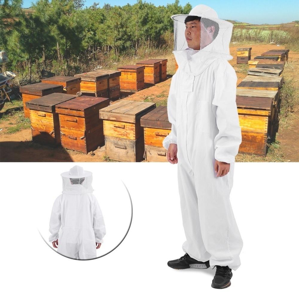 Professional Beekeepers Bee Suit Anti-Bee Veil Hood Hat Beekeeping Suit Jumpsuit Zipper Breathable Bee Repellent Clothing