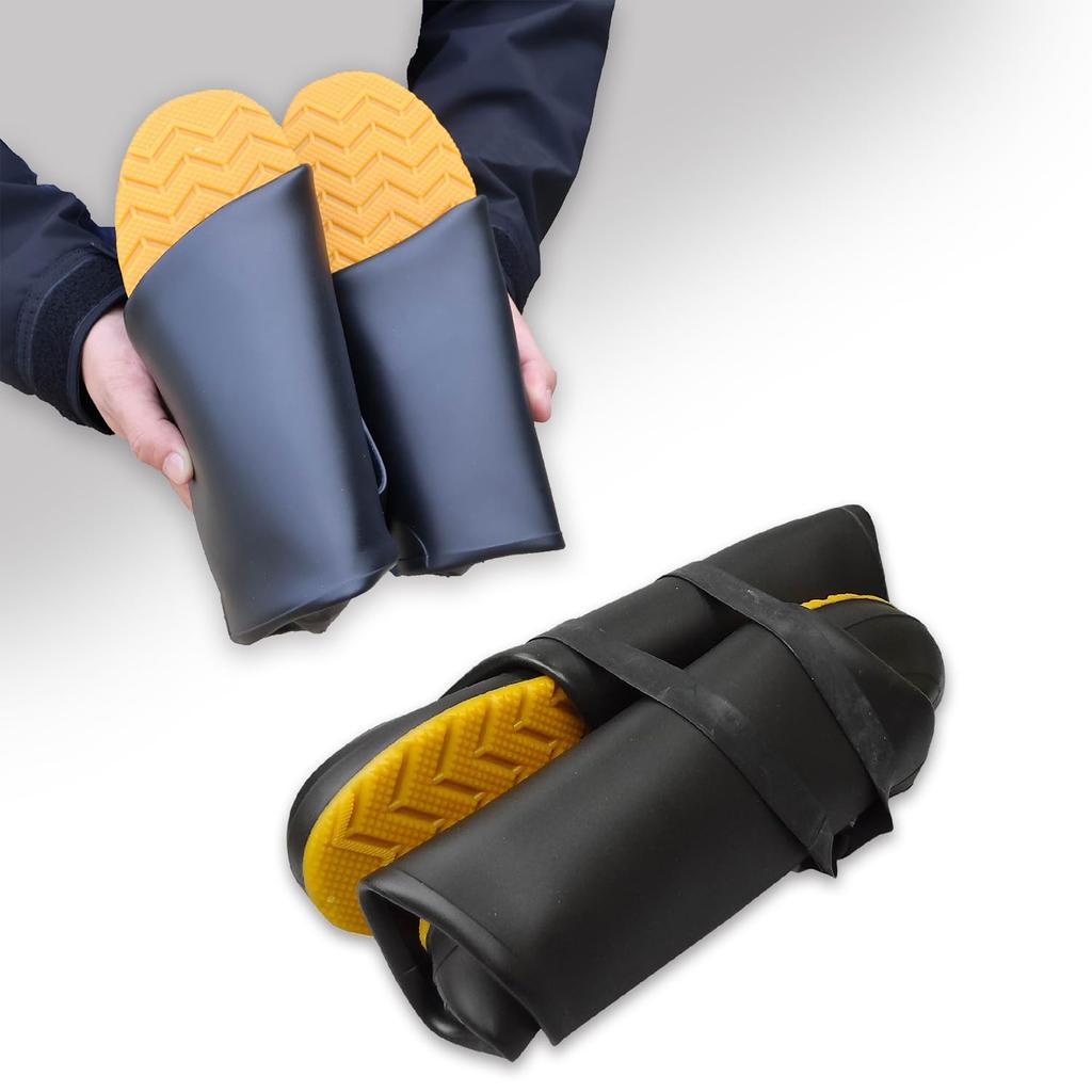 Fukuyama Rubber Nokars #1 Work Boots, Compact Storage, Rollable, Flat Sole, Dirt and Mud-Resistant, Black, Large, 2E