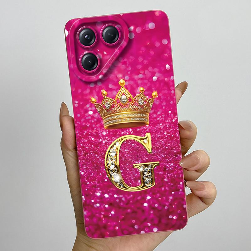 For Tecno Pova 7 Neo Phone Case Crown Initial Letters Liquid Silicone Dustproof Full Protection For Tecno Pova 7Neo Funda Coques