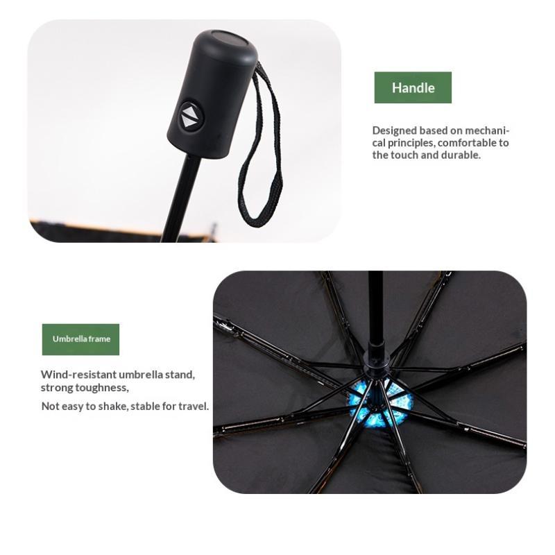 Parapluie Pliant à Pois Revêtement Noir Anti-UV Imperméable Parfait Pour le Trajet Quotidien et les Voyages
