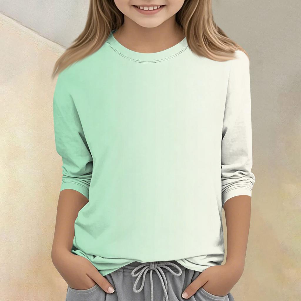 Children's Printed Round Neck Seven Quarter Sleeve Casual T-shirt
