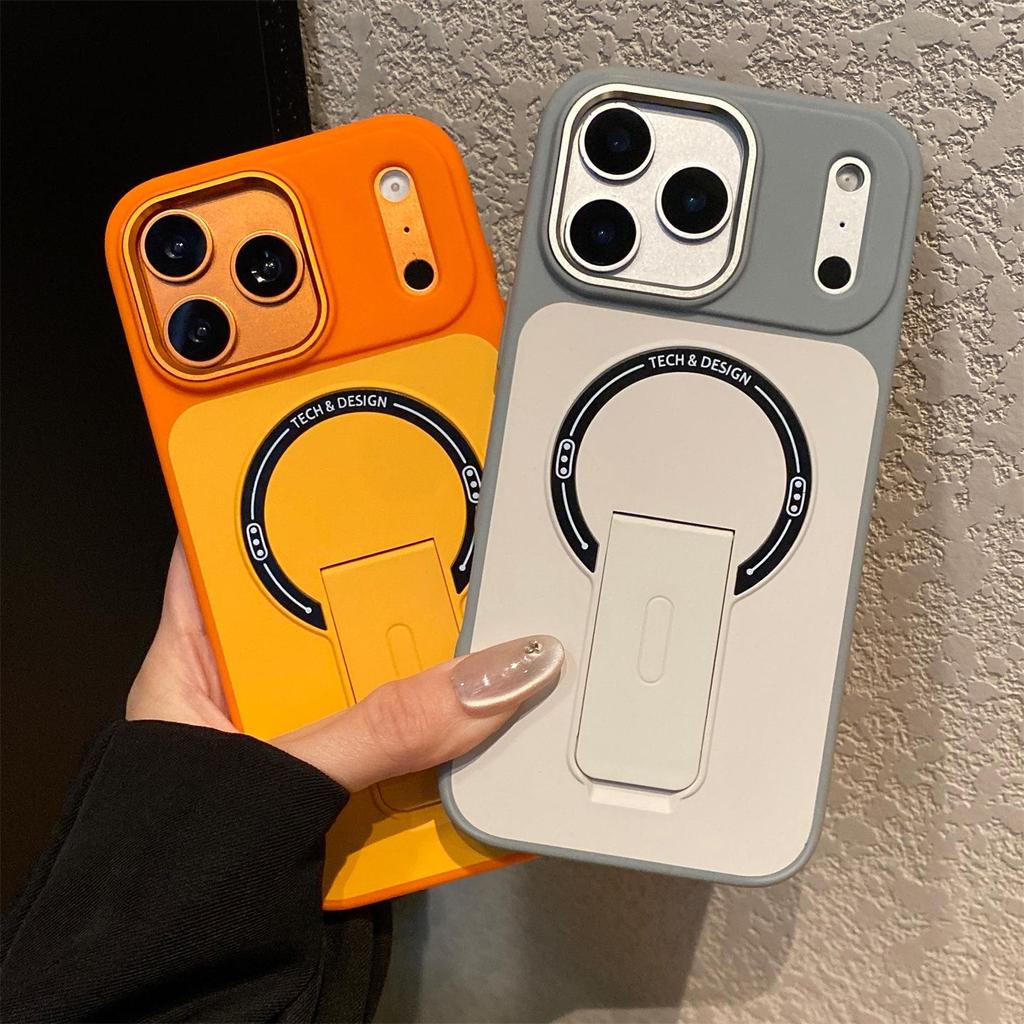 Contrast Color Magnetic Stand Case for Apple iPhone 13/14Pro/15/16 Pro Max - Drop-proof and Creative Design
