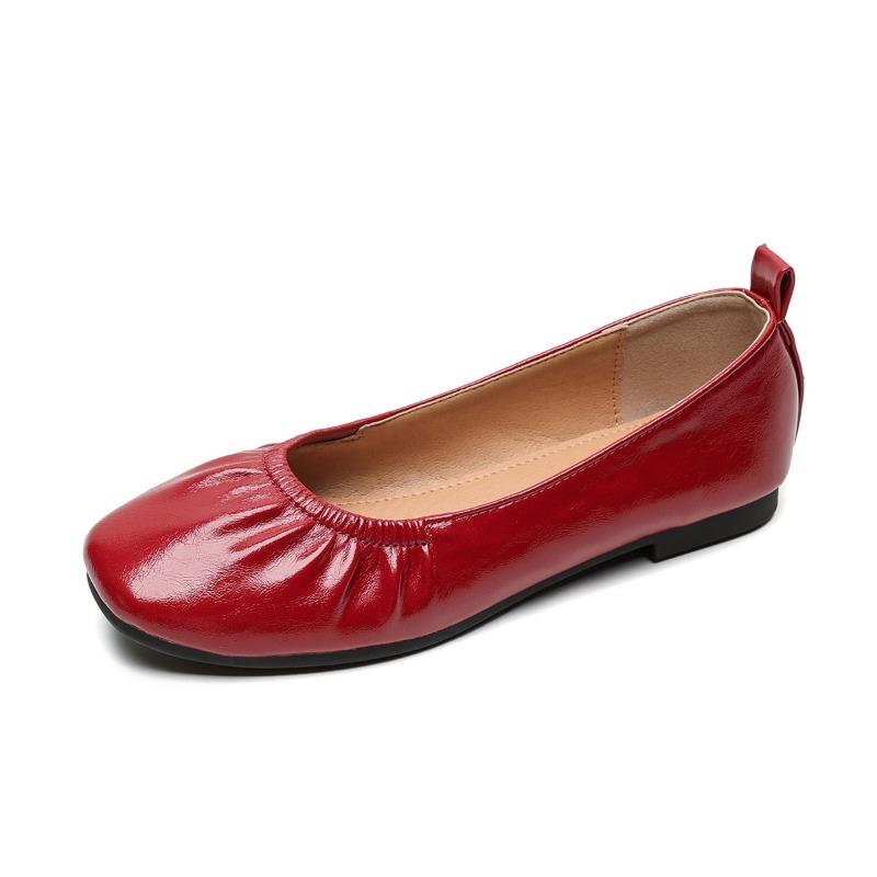 Retro Women's Shoes with Soft Soles Shallow Openings and Flat Bottoms