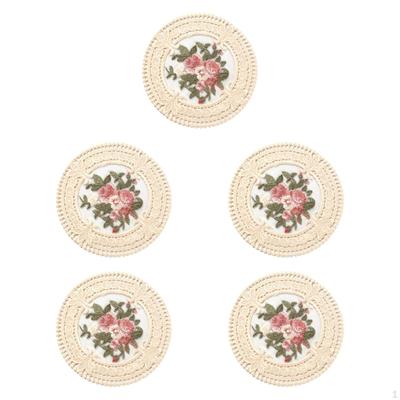 5 Pieces Drink Coasters Diameter 12 Cm Elegant Housewarming Gifts Retro Cup Hollow Lace