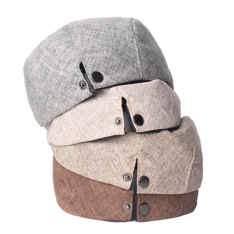 Cotton and Linen Forward Cap Men's Simple Retro Duck-teak Cap Autumn Hat Literary Youth Beret Old Man Cap