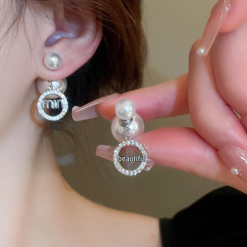 Silver Needle Luxury Zircon Flower & Butterfly Pearl Earrings - High-End French Retro Autumn/Winter Style