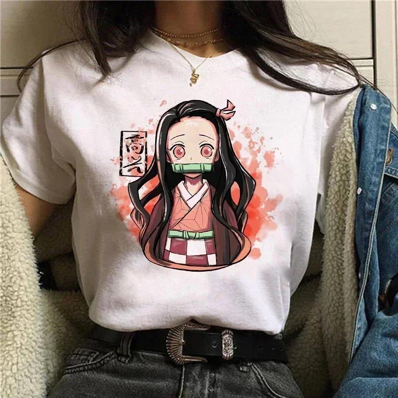 Demon Slayer T Shirt Women Tshirt Female Tanjirou Kamado Graphic Tee Shirt Japanese Anime Manga T-shirt Streetwear Tops Tees