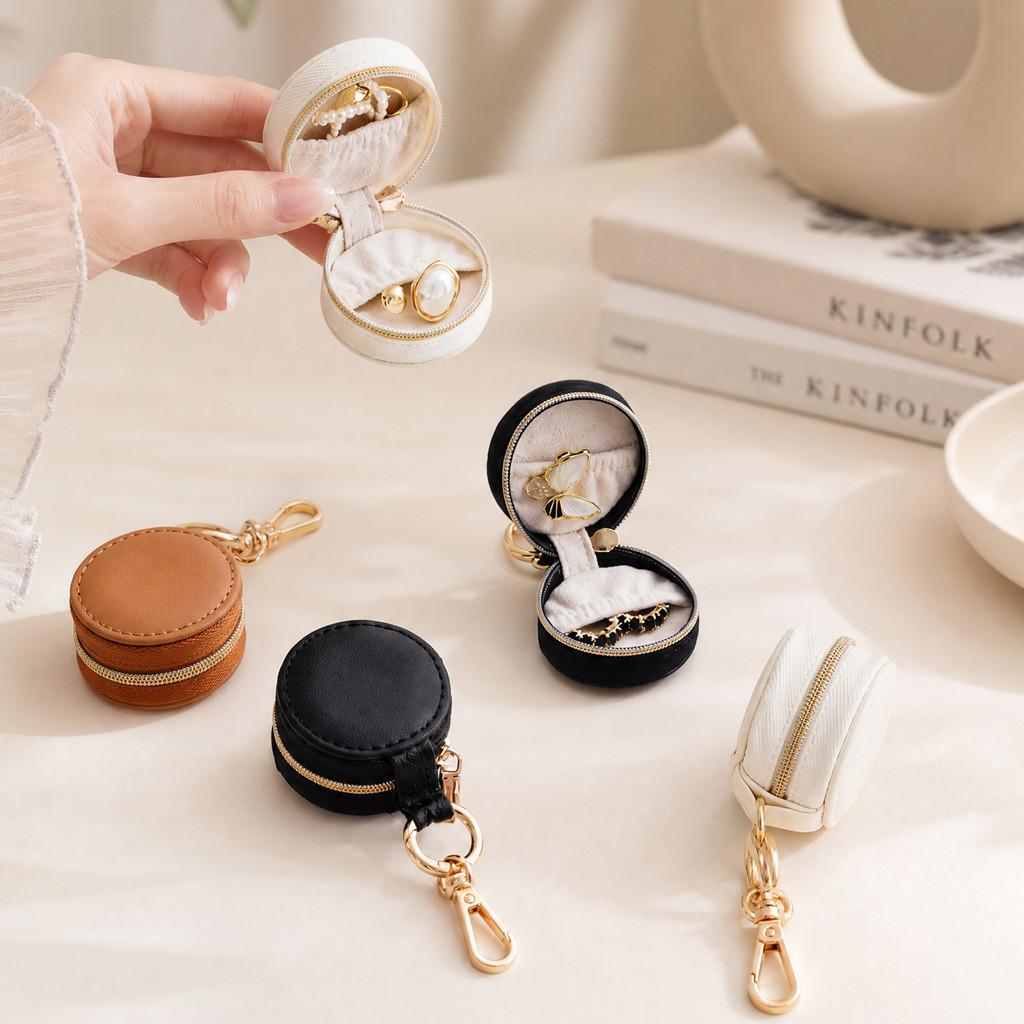 Elegant Leather Jewelry Box With Zipper For Rings And Earrings Storage Perfect For Travel And Gift Giving