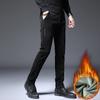 2024 Autumn And Winter Plus Velvet Men'S Casual Pants Slim Fit Straight Tube Light Core Velvet Pants Versatile Striped Velvet Pants