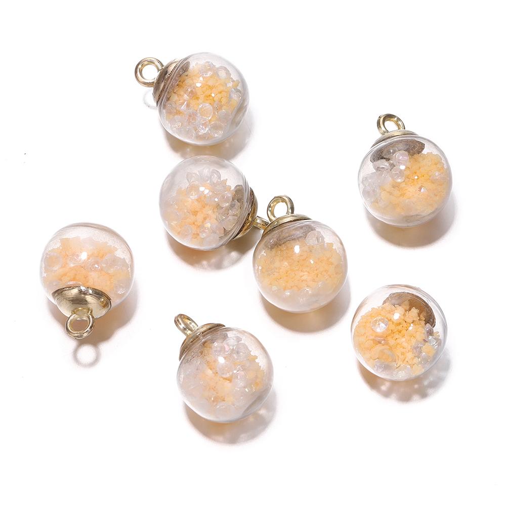 10Pcs Charms Luminous Transparent Glass Ball 16mm Pendants Crafts for DIY Earrings Necklace Jewelry Making Findings Accessories